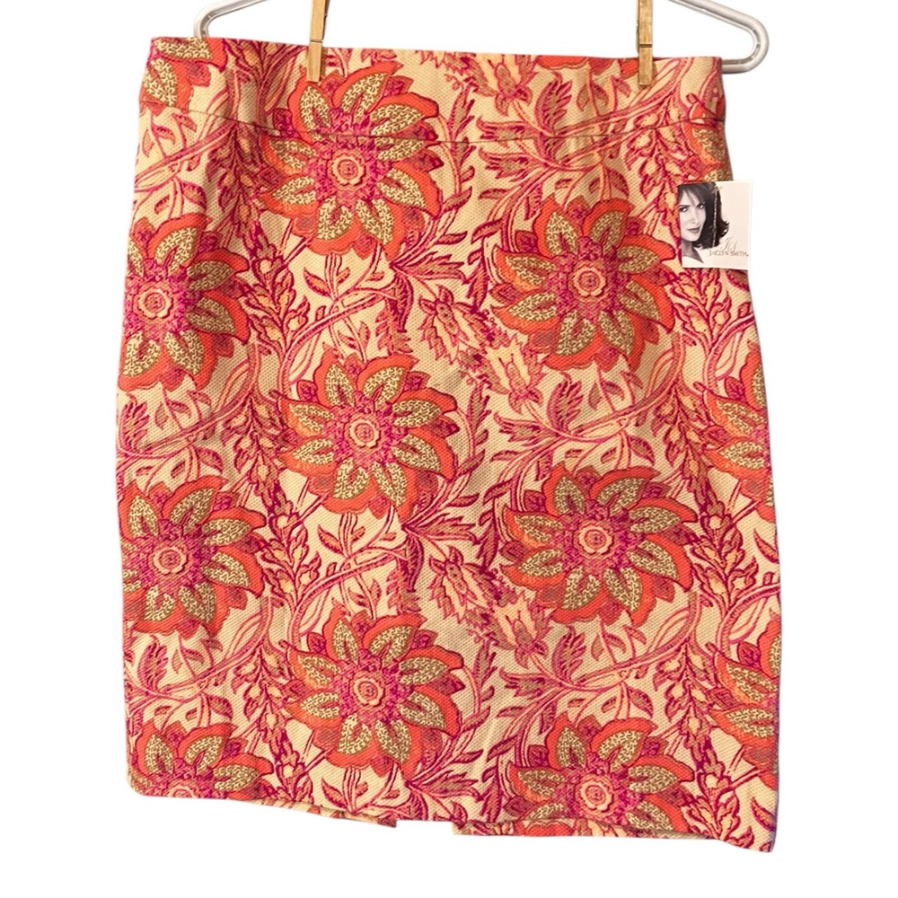 Vintage 90s Jaclyn Smith Tapestry Skirt 10 New Old Stock NWT Pink Coral Floral